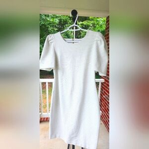 Calvin Klein Women's White Dress with Black Stripes